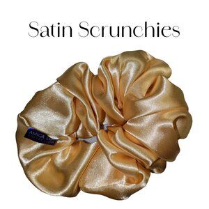 3/$12 Amiga Mia large yellow satin scrunchie hand crafted
